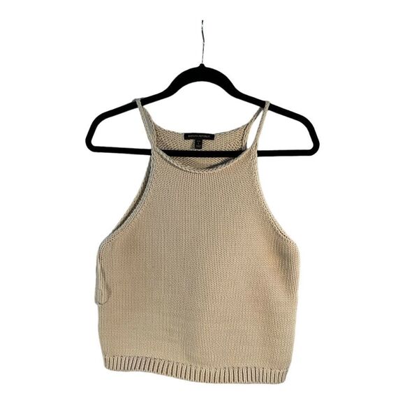 Banana Republic Women’s Beige Halter-Neck Tank Sweater Size L PETITE - Picture 1 of 12